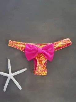Dollboxx Booty Pop Bow Bikini Bottom - Savage Yellow/Pink