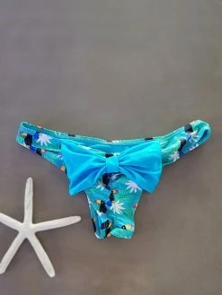Dollboxx Booty Pop Bow Bikini Bottom - Toucan Party / Blue