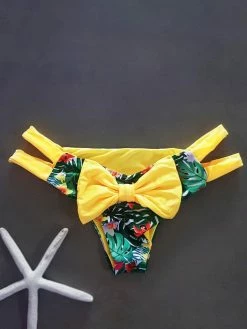 Dollboxx Cheeky Bow Brazilian Bikini Bottom - Maui/Yellow
