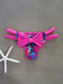 Dollboxx Cheeky Bow Brazilian Bikini Bottom - Tropicana/Pink