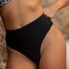 Dollboxx Juicy High Waisted Bikini Bottom - Black