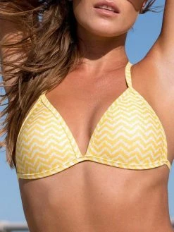 Dollboxx Mega Boost Bikini Top - Chevron Waves Yellow