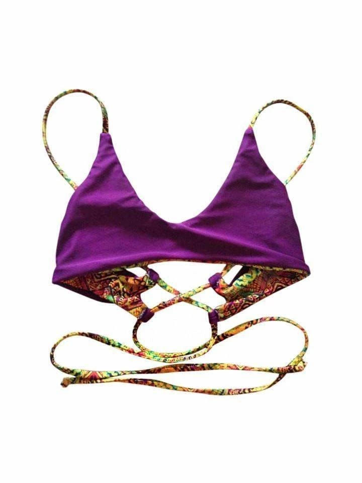 Dollboxx Reversible Adjustable Bralette Bikini Top - Aztec Rainbow 2 Dollboxx Reversible Adjustable Bralette Bikini Top - Aztec Rainbow - Image 2