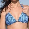 Dollboxx Slide Triangle Bikini Top - Chevron Waves Blue